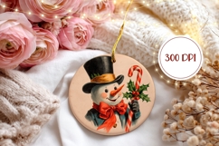 Vintage Snowman Round Ornament, Winter Ornament Template Product Image 2