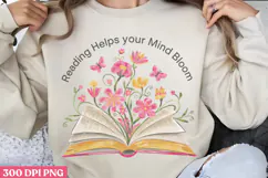 Reading helps your PNG, Book Lover Sublimation PNG Product Image 1