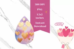Love Hearts Teardrop Earrings, Golden Hearts Earrings PNG Product Image 2