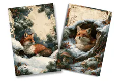 Winter Fox Woodland Junk Journal Pages Product Image 2