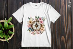 Floral Compass Adventure Clipart Sublimation PNG Product Image 2