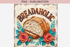 Breadaholic Clipart | Floral Sourdough Bread PNG | Bakery Product Image 2