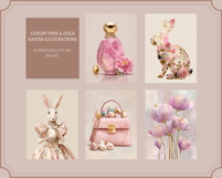 Luxury Pink &amp; Gold Easter Illustrations Product Image 3