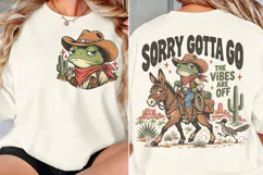 Funny Frog Cowboy Front Back PNG, Frog Cowboy Chest Back Shi Product Image 2