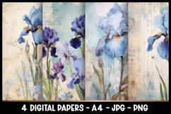 4 Beautiful Flowers Digital Papers I Junk Journal Pages Product Image 1