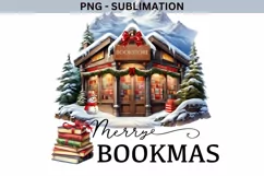 Merry Bookmas Christmas Village Bookstore, Instant Download Product Image 1
