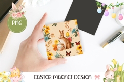Floral Easter Bunny Magnet, Easter Magnet Sublimation Product Image 1