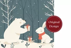 Christmas Forest Tumbler Wrap, Winter Bear Tumbler Template Product Image 2