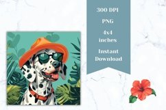 Summer Dog Square Coasters, Dalmatian Square Coasters PNG Product Image 2