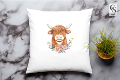 Highland Cow With Wildflower Bouquet Clipart PNG Product Image 2