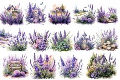 Watercolor Lavender Garden Clipart Product Image 2