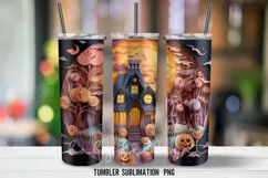 Haunted House Tumbler Wrap Sublimation Design PNG Product Image 4