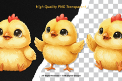 15 Bundle Watercolor Cute Chicks Yellow Chicken Easter Farm Product Image 2