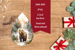 Christmas Earrings Sublimation , Winter Bear Sublimation PNG Product Image 2
