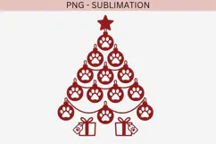 Paw print Christmas tree png design for T-shirts Product Image 2