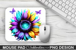 Magical Purple Cyan Sunflower Sublimation Mouse Pad Design Product Image 1