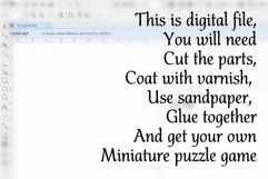 Miniature dollhouse wooden puzzle game digital download shap Product Image 2