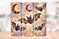 Halloween Bats 20 OZ Skinny Tumbler Wrap Sublimation PNG. Product Image 2
