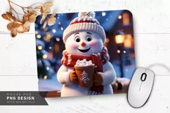 Snowman in Sweater with Hot Cocoa Mug Mouse PNG Design Product Image 1