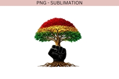 Black Roots Power PNG | Afro Tree Raised Fist Design Product Image 2