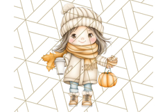 Pumpkin Spice Chibi Girls, Fall Accessories PNG, Cozy Autumn Product Image 2