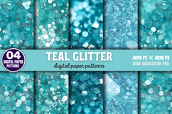 Teal Glitter Background Digital Papers Bundle PNG Product Image 3