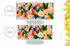 Cartoon Tulips Mug Wrap, Spring Mug, Flowers Mug Sublimation Product Image 2