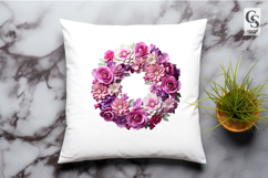 Purple Floral Wreath Clipart Sublimation PNG Product Image 2
