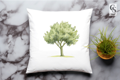 Watercolor Green Tree Clipart Sublimation PNG Product Image 2