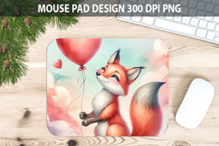 Watercolor Fox Mouse Pad Sublimation - Valentines Png Product Image 1