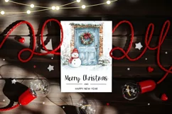 Merry Christmas Greeting Card, Cozy Christmas Door Cards Product Image 2