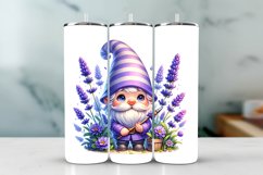 Cute Gnome Lavender Tumbler Wrap Sublimation PNG Design Product Image 1