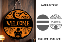 Welcome Haunted House Halloween Laser Cut Sign SVG Product Image 1