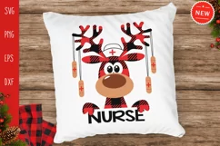 Christmas Nurse SVG, Buffalo Plaid Moose SVG, Nurse Svg Product Image 2