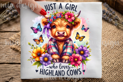 Just A Girl Who Loves Highland Cows PNG, Cow Sublimation Product Image 1