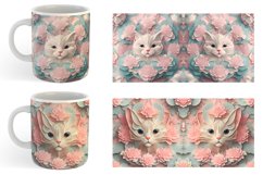 3D Cat and Flowers Mug Wrap | Sublimation Coffee Cup Product Image 5