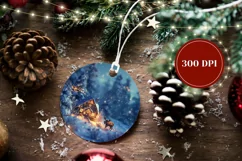 Christmas Village Ornament, Winter Forest Round Ornament PNG Product Image 2