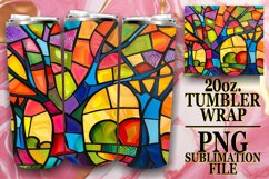 20oz Stained Glass Tree Tumbler Wrap Colorful Design Product Image 1