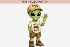 Funny Camping Alien PNG | Cute Alien Campfire Clipart Product Image 2