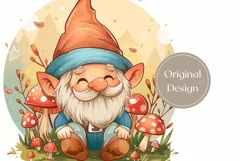 Autumn Gnome Tumbler Wrap, Mushrooms Sublimation Tumbler PNG Product Image 2