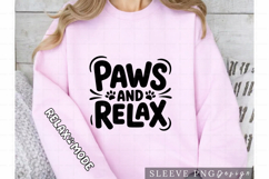 Paws and Relax Cute Dog Lover Sleeve Design PNG Product Image 1