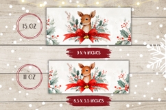 Watercolor Christmas Deer Mug Design, Christmas Mug Wrap Product Image 2