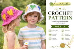 Heart Motif Kids Crochet Sun Hat Pattern PDF Product Image 5