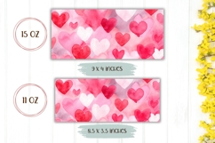 Watercolor Love Hearts Coffee Mug Wrap, Love Mug Design Product Image 2