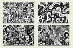 Abstract Black &amp; White Doodle Cutting Boards sublimation Des Product Image 2