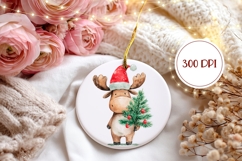 Christmas Moose Ornament Print, Christmas Animals Ornament Product Image 2
