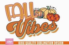 Fall Vibes Retro Png Design Pumpkin Sublimation Product Image 1