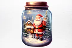Christmas in Jar Watercolor Clipart PNG Product Image 2