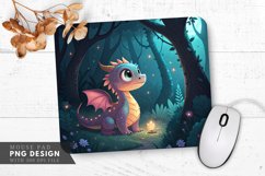 Whimsical Nighttime Dragon Mouse Pad PNG Design Product Image 1