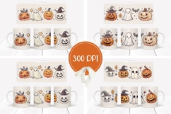 Cartoon Halloween Pumpkins Mug PNG, Funny Ghosts Mug Product Image 2